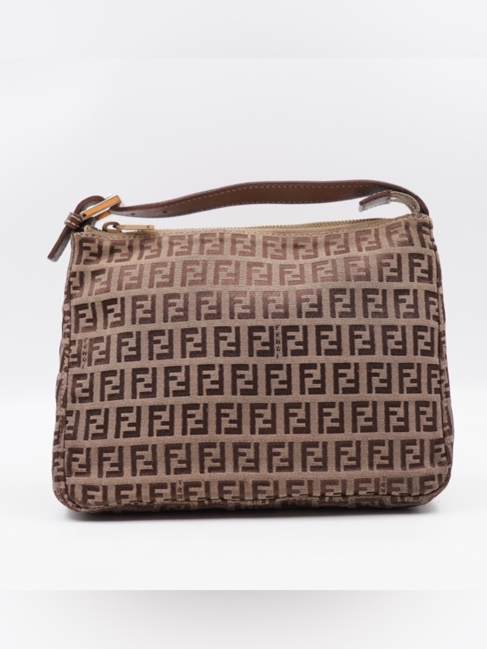 Fendi Brown and Tan Zucca Canvas Wristlet